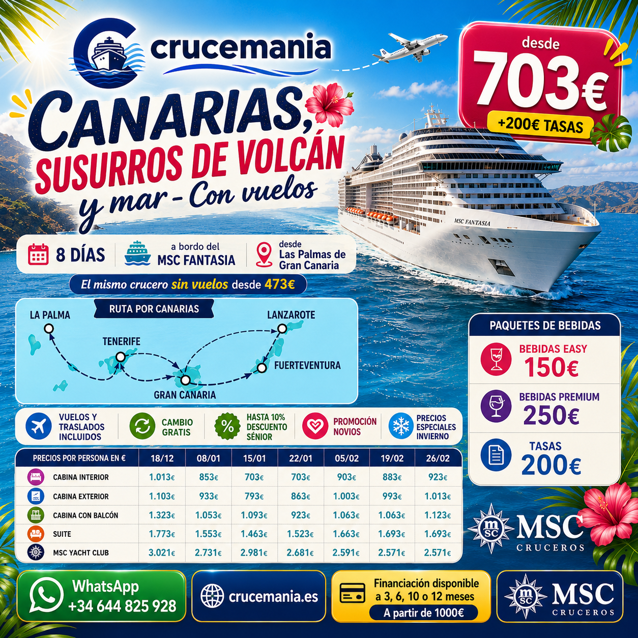 Canarias: susurros de volcán y mar MSC Fantasia