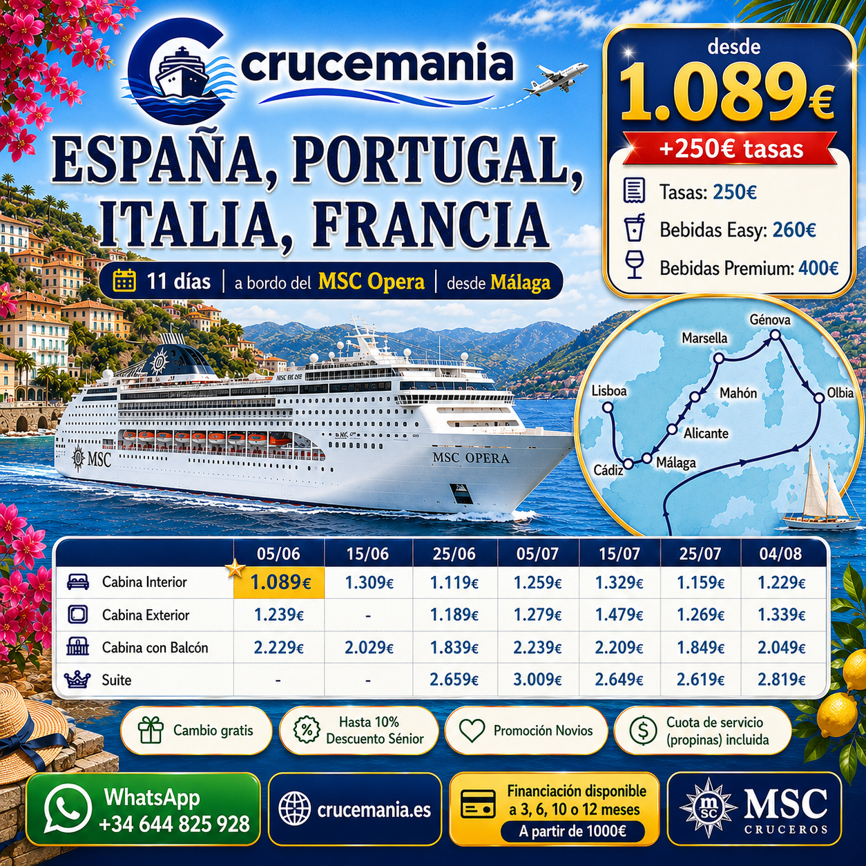 España, Portugal, Italia y Francia MSC Opera